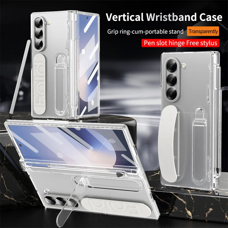 Case With Pencil Holder - Luxury Wrist Band Holder Hinge Phone